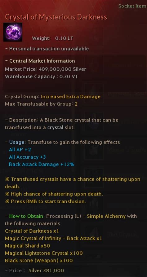 crystal of mysterious darkness bdo|Crystal of Mysterious Darkness .
